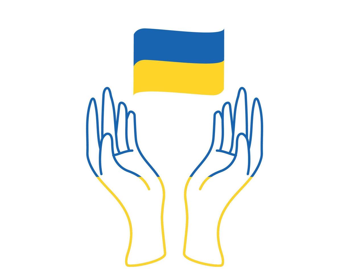 Oekraïne handen vlag en lint embleem nationaal europa abstract symbool vector illustratie ontwerp