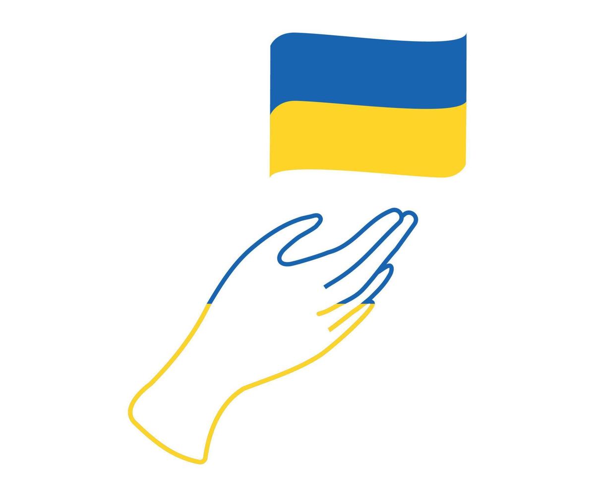 Oekraïne vlag lint embleem en hand nationaal europa abstract symbool vector illustratie ontwerp