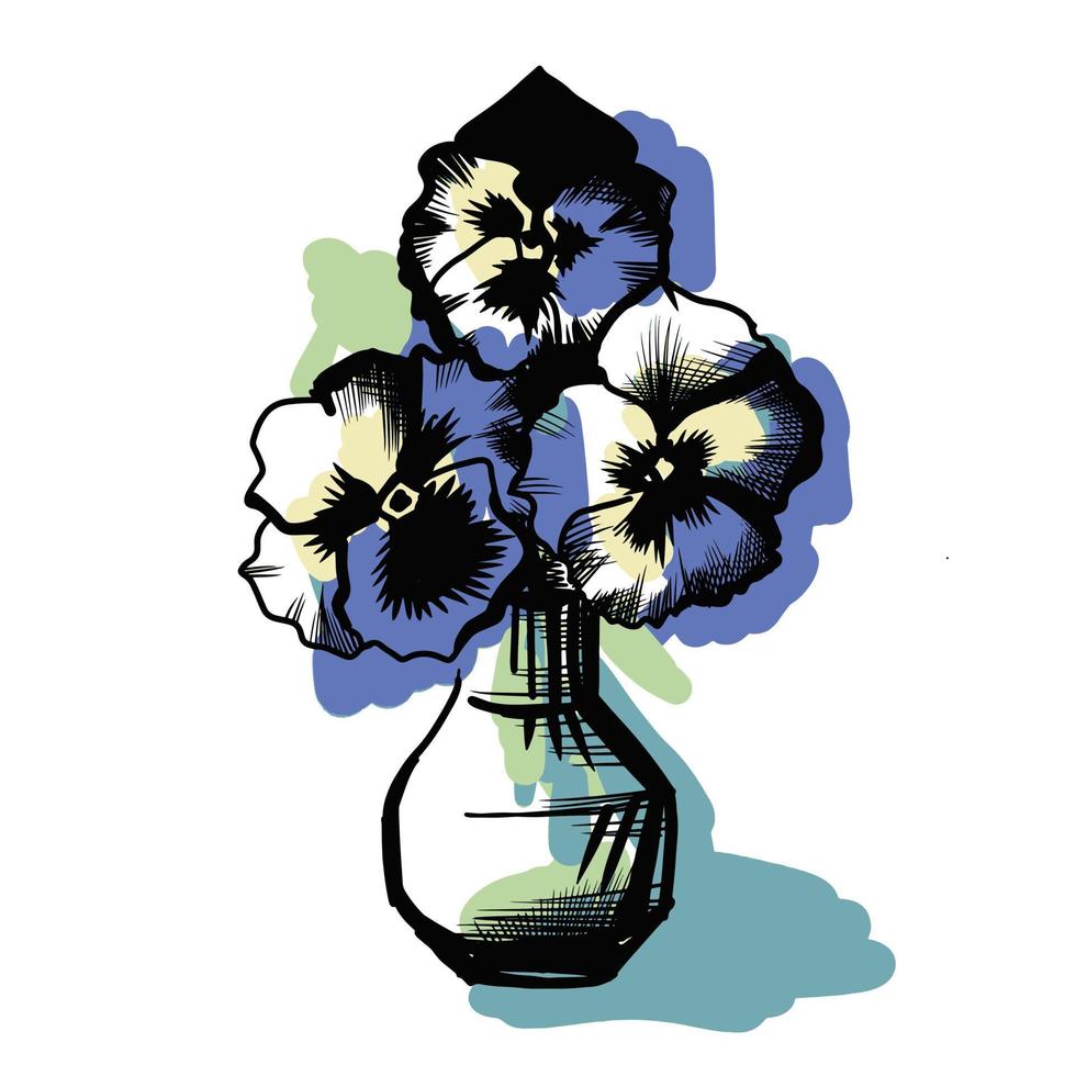 paarse bloemen altviool driekleurige illustratie vector