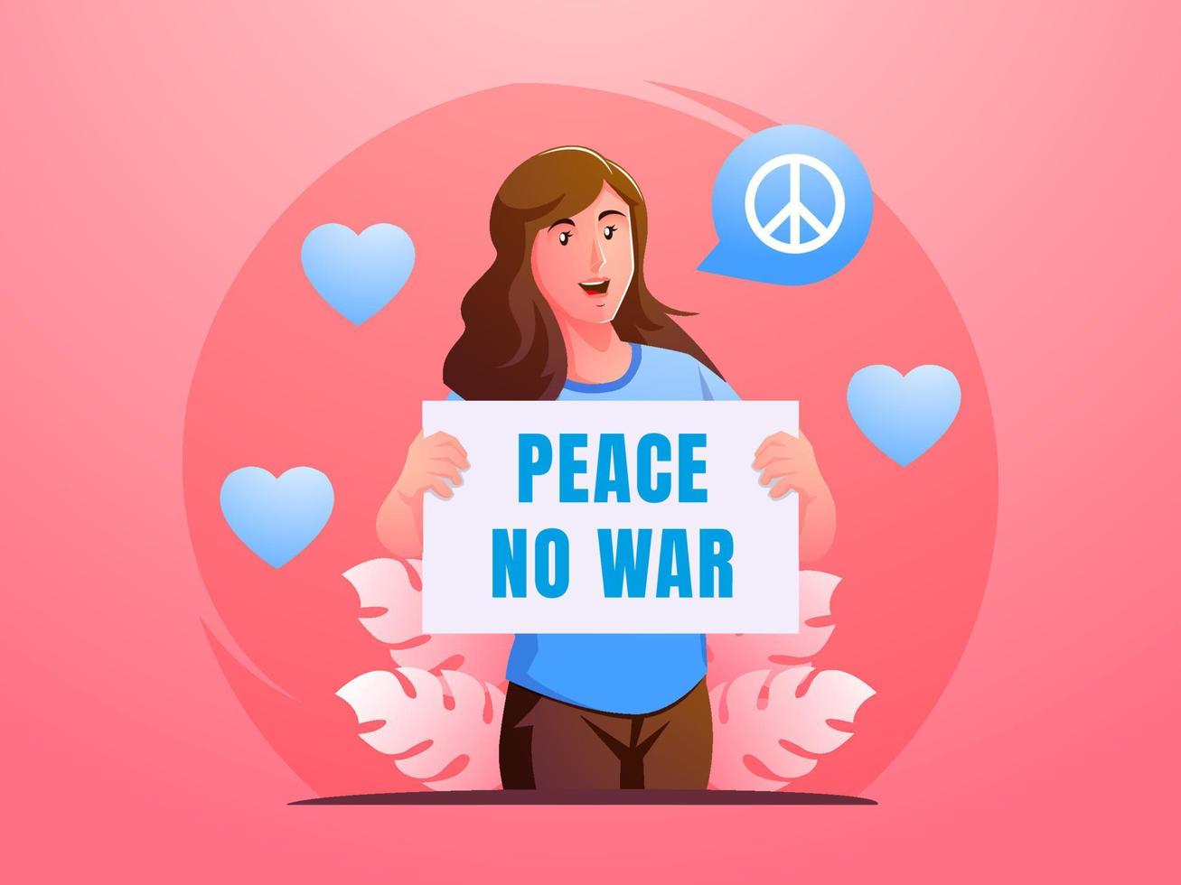 mensen geven berichten van vrede, geen oorlog vector