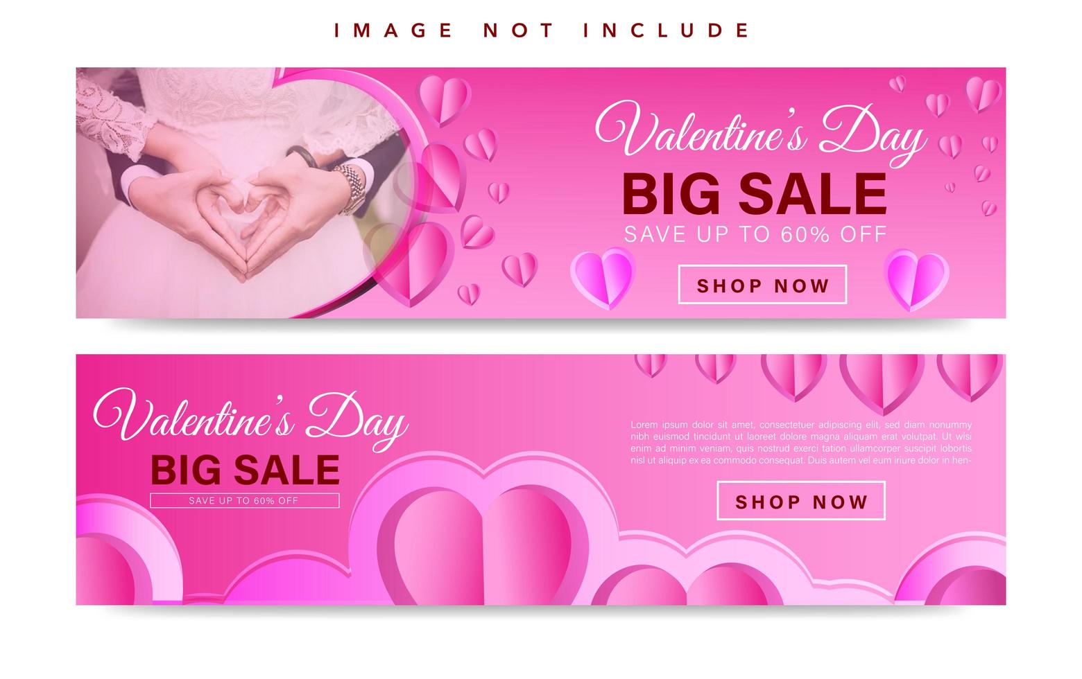 Valentijnsdag web banner roze set vector