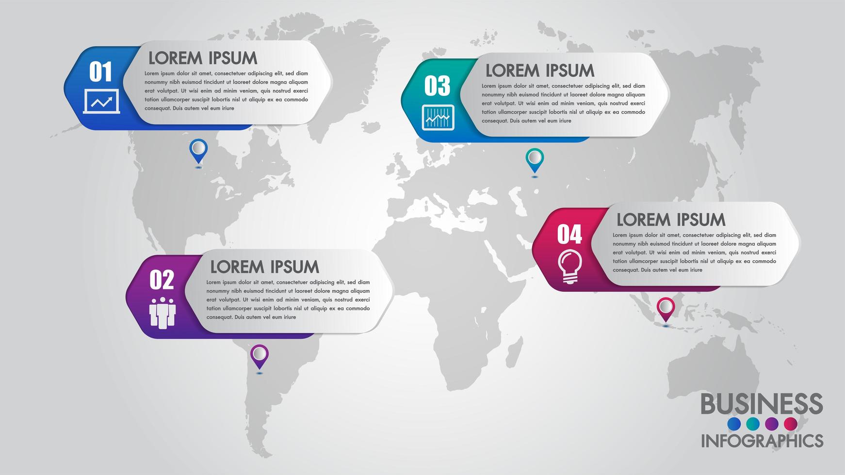 Infographics moderne sjabloon voor het bedrijfsleven met 4 stappen vector