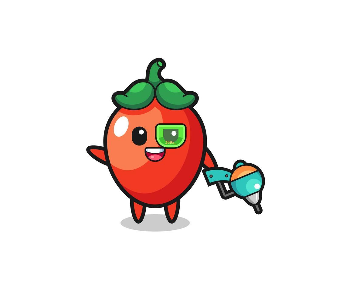 chili peper cartoon als toekomstige krijger mascotte vector