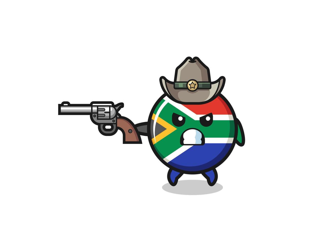 de Zuid-Afrikaanse vlag cowboy schieten met een pistool vector