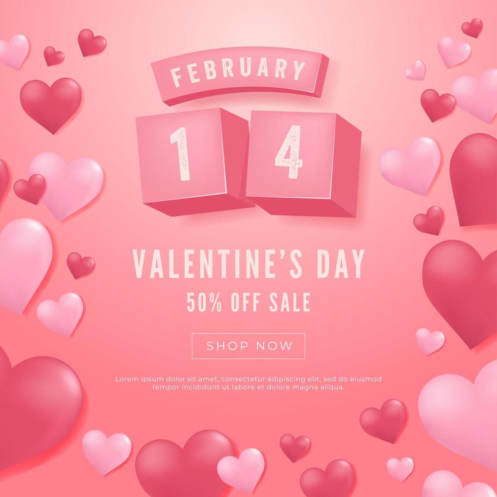 14 februari, verkoopbanner voor Valentijnsdag. vector