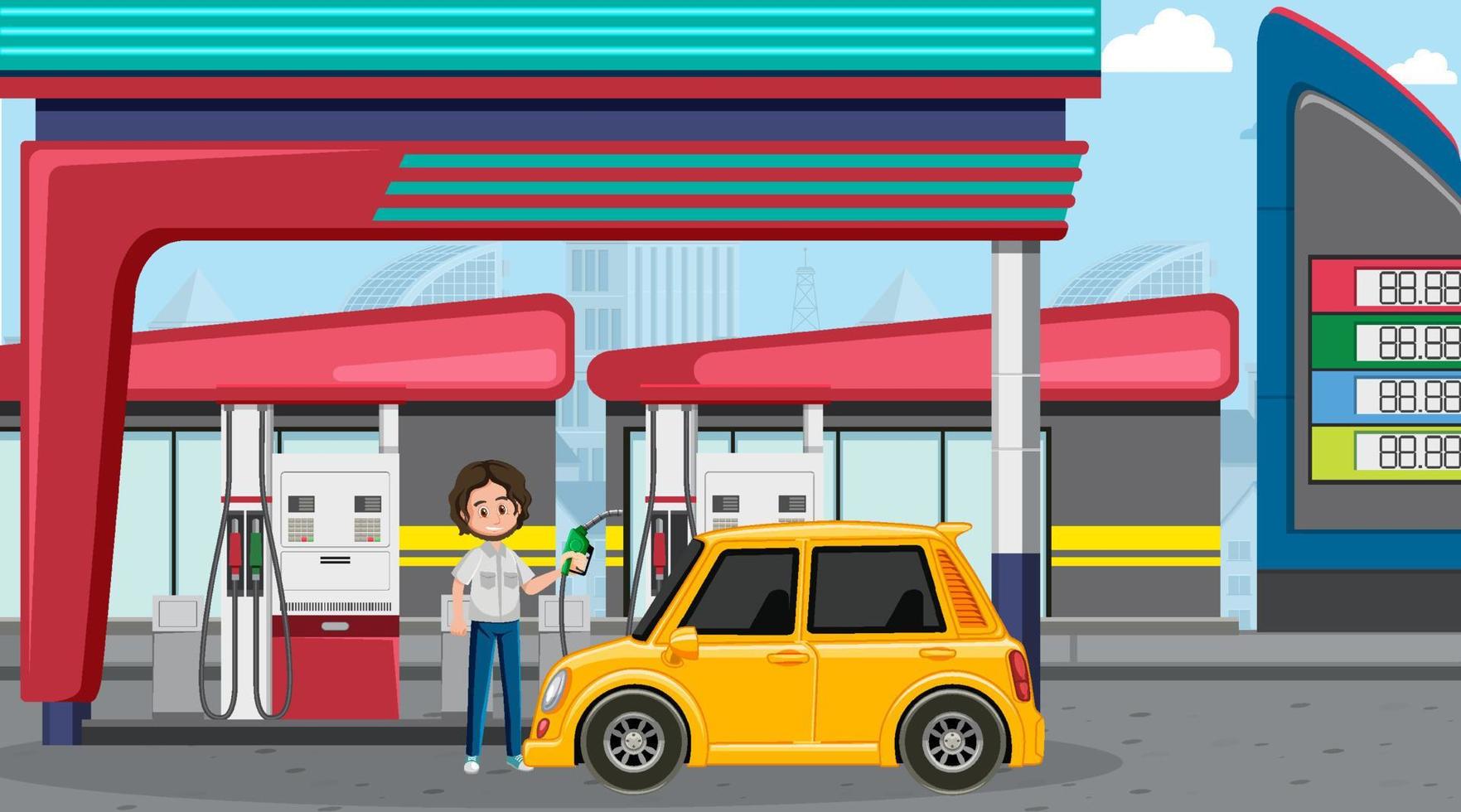 tankstation cartoon scène vector