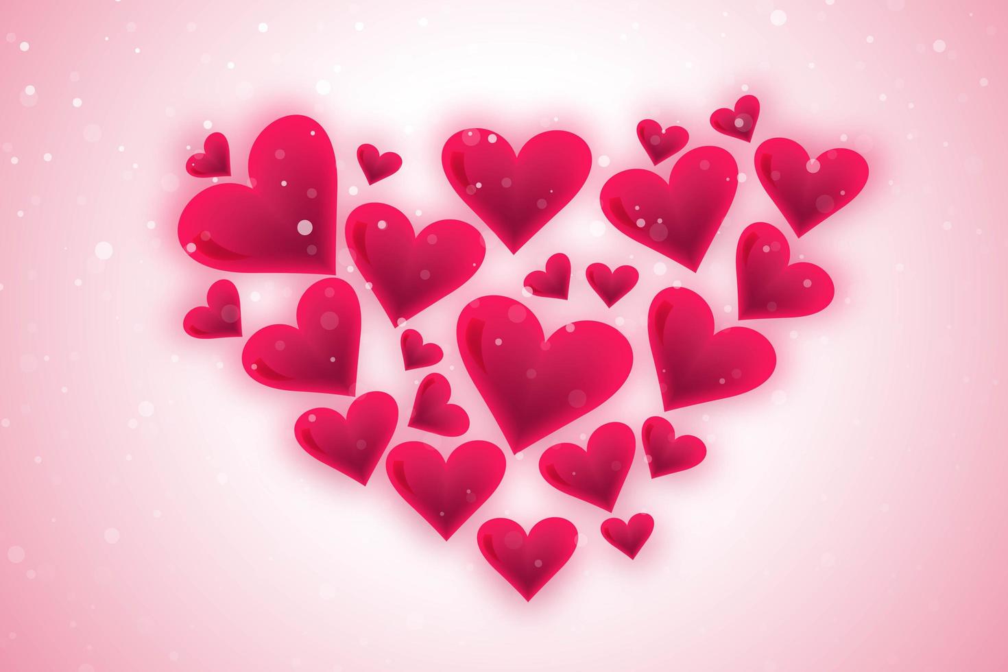 De gelukkige mooie harten van de valentijnskaartendag in hartvorm op zachte roze achtergrond vector
