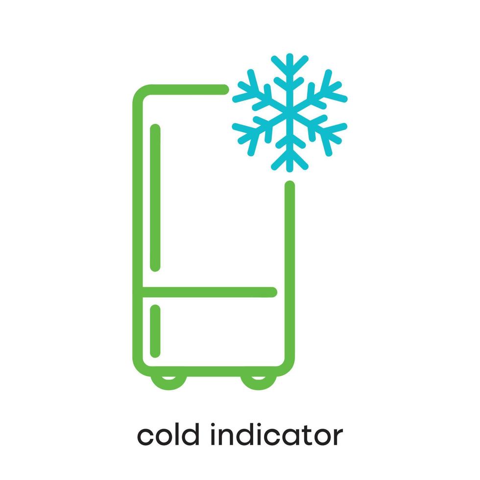 koelkast koud, ijsvorming en airconditioning icoon. koude indicator. dit symbool is het symbool van de koelkast. kleurrijke koelkast knoppictogram. bewerkbare streek. logo, web en app. vector