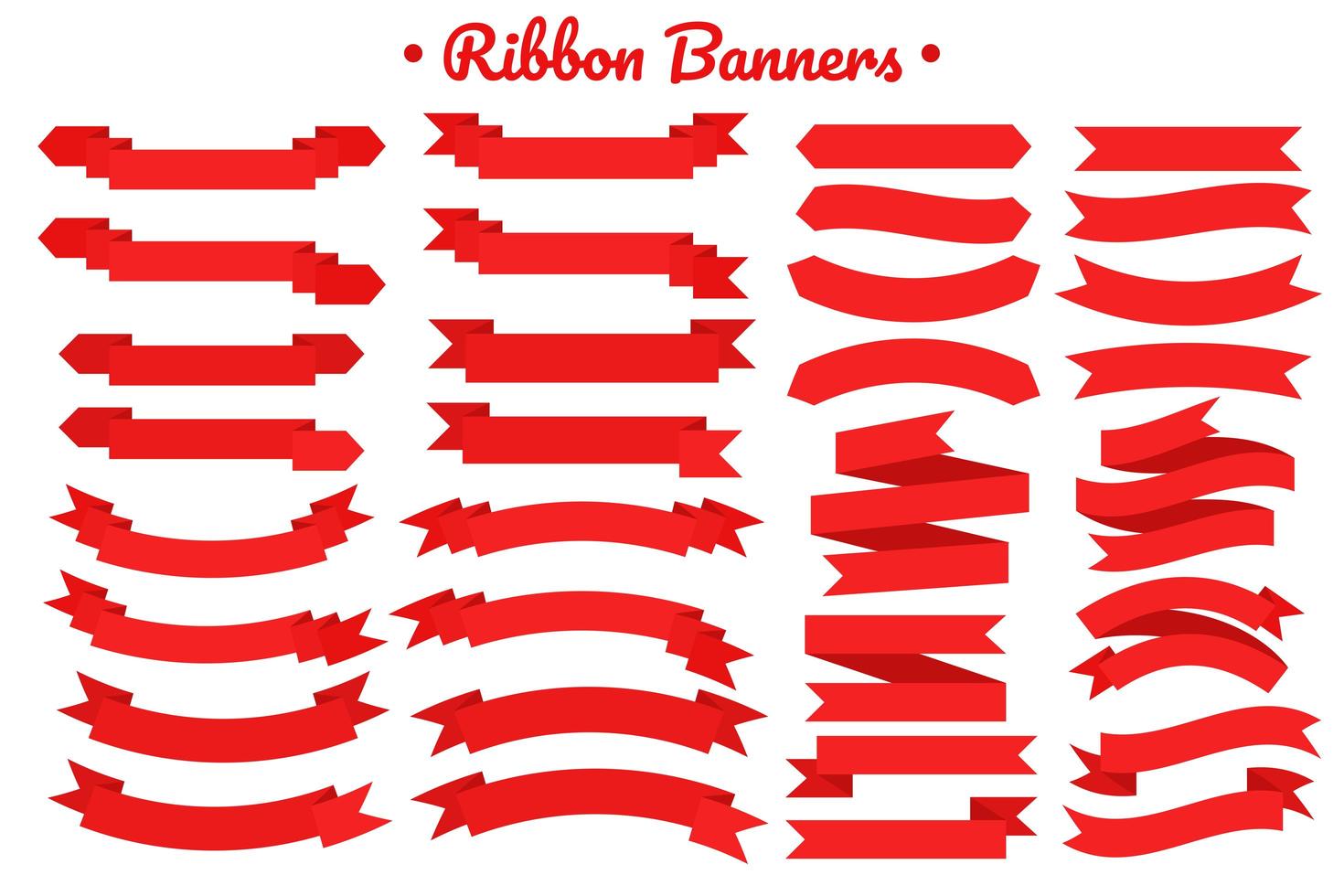 Platte rood lint banner set vector