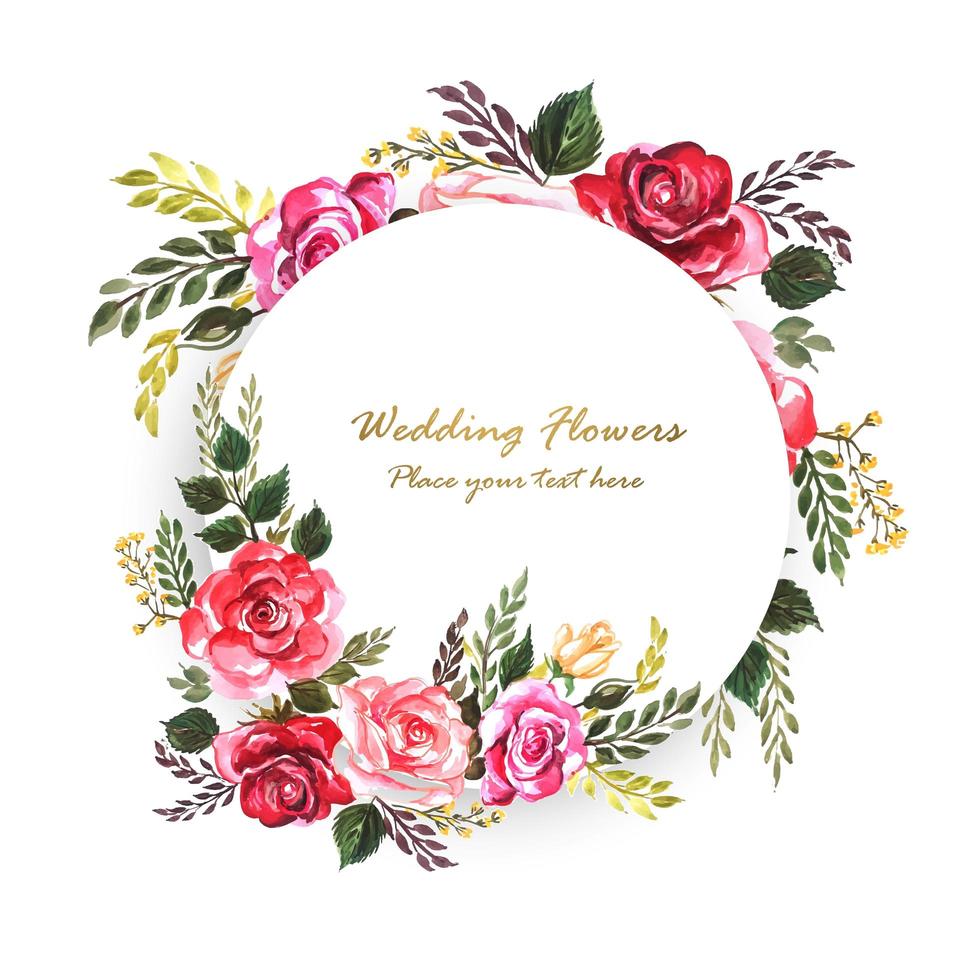 Mooie bruiloft decoratieve bloemen rond frame met ruimte voor tekst vector