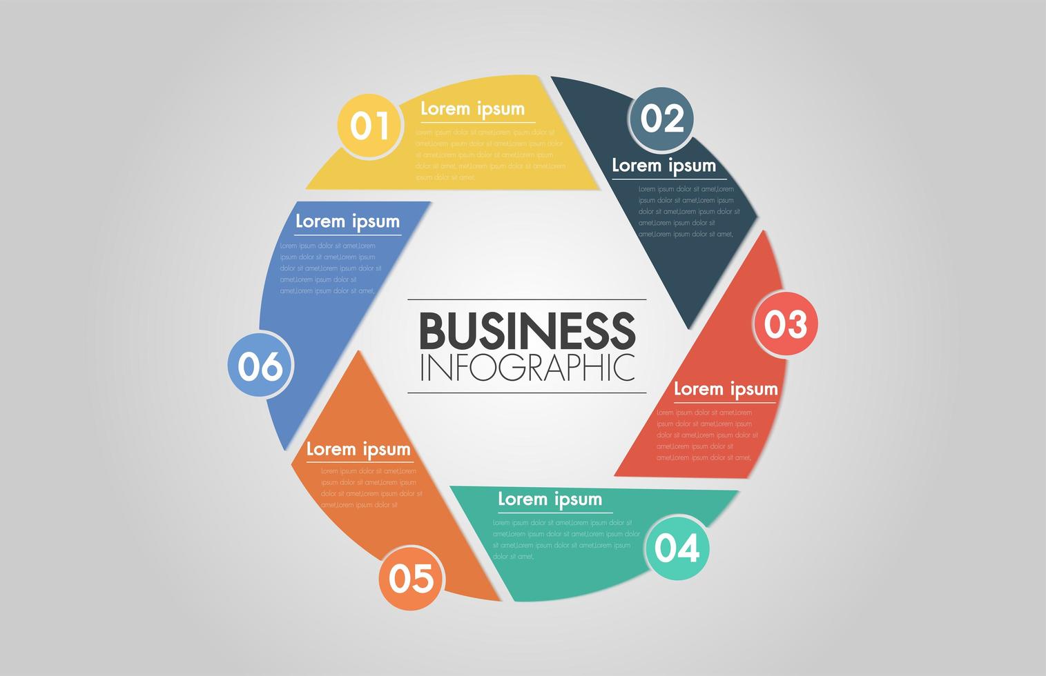 6 stappen cirkel pijl infographic. Sjabloon voor fietsen diagram, grafiek vector