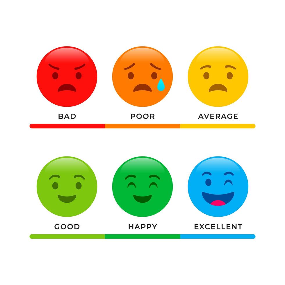 Feedback conceptontwerp, emoties schaal set vector