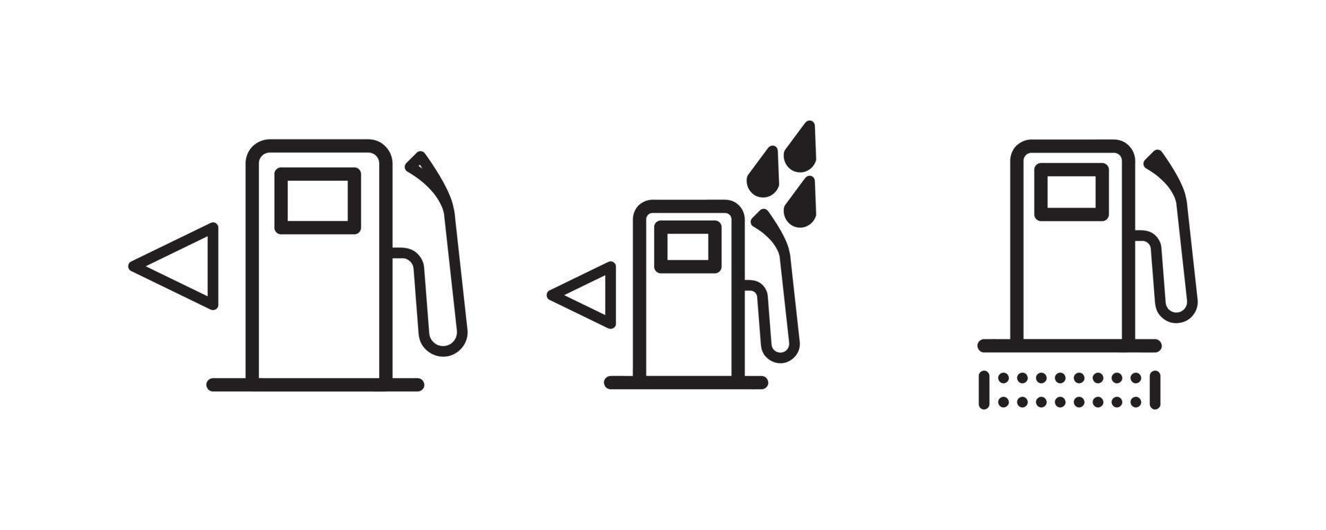 vector iconen van voertuig dashboard indicatoren. dergelijke symbolen omvatten benzineafstand, waterwaarschuwing in gastank en vervuilingsindicatorsymbool in benzinetank. bewerkbare lijn icoon.