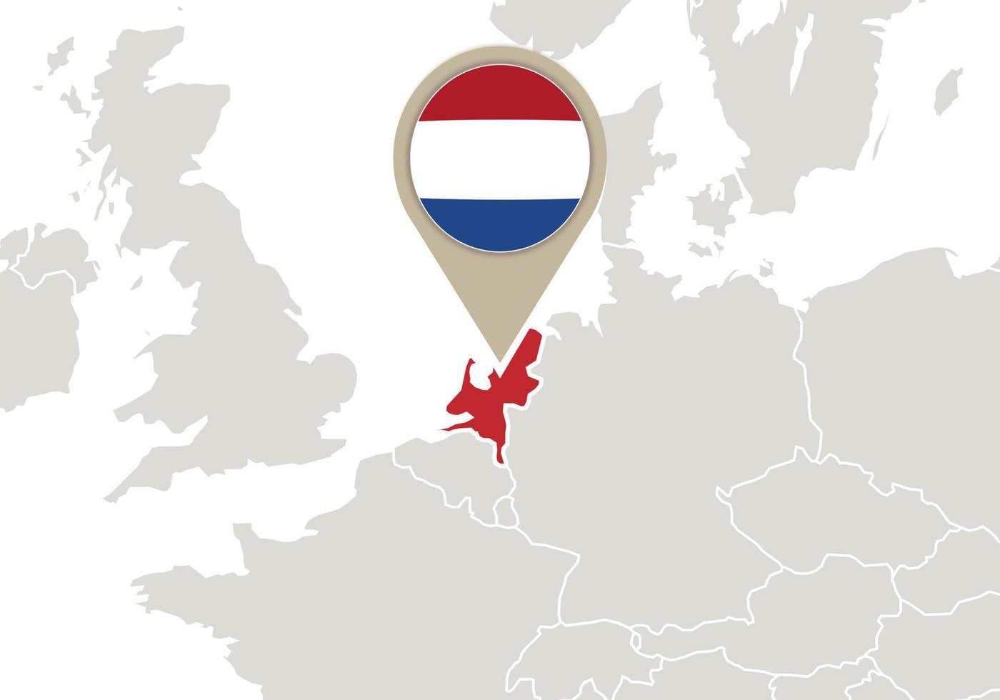 nederland op de kaart van europa vector