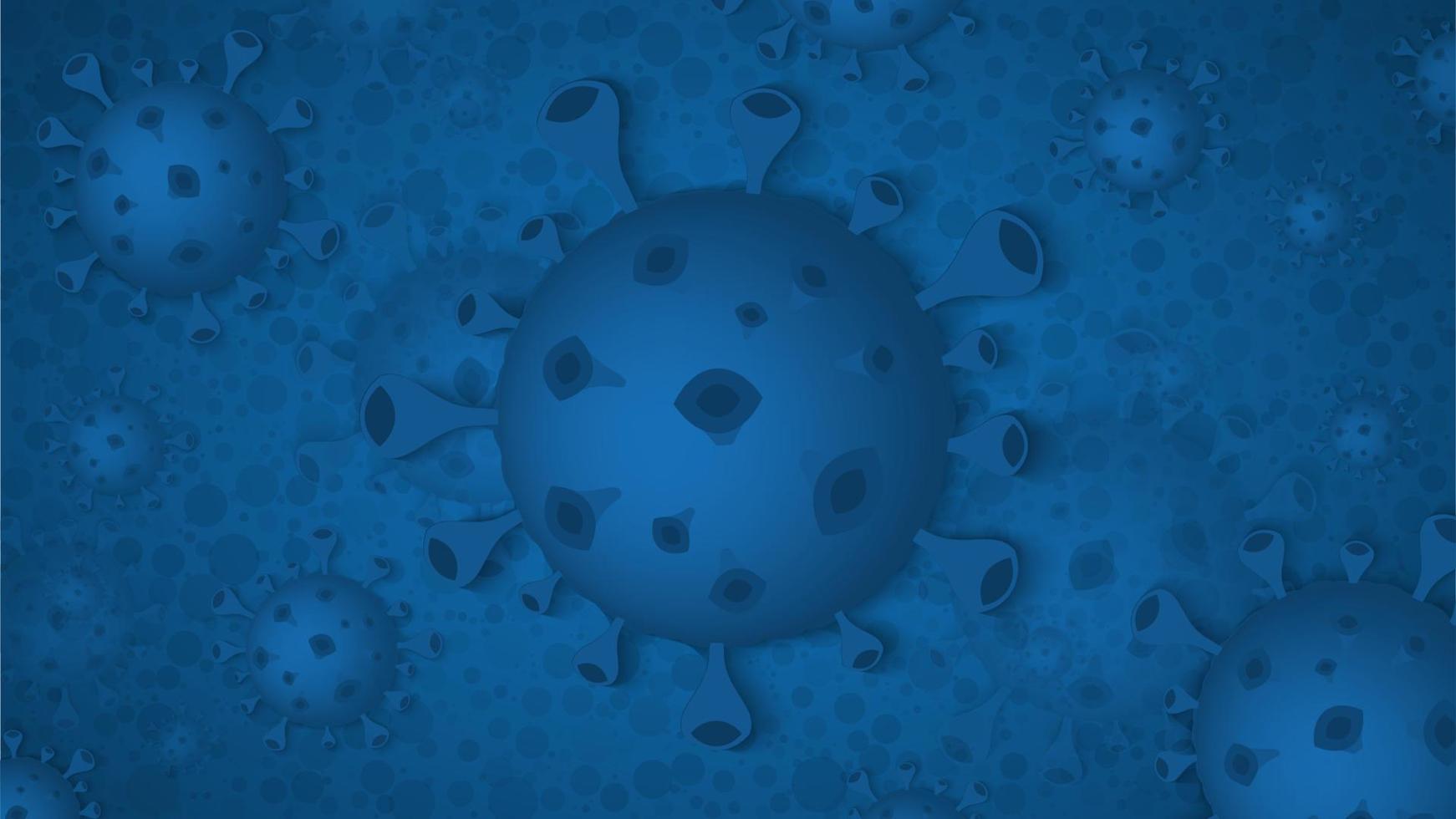 blauwe coronavirus medische achtergrond. groep van griepvirus-cel covid-19. vector