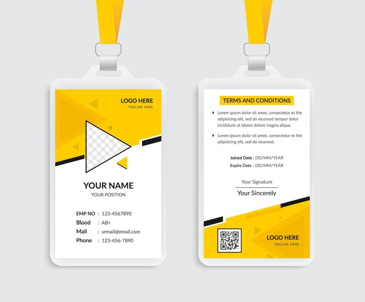 uniek geel ID-kaartsjabloonontwerp vector