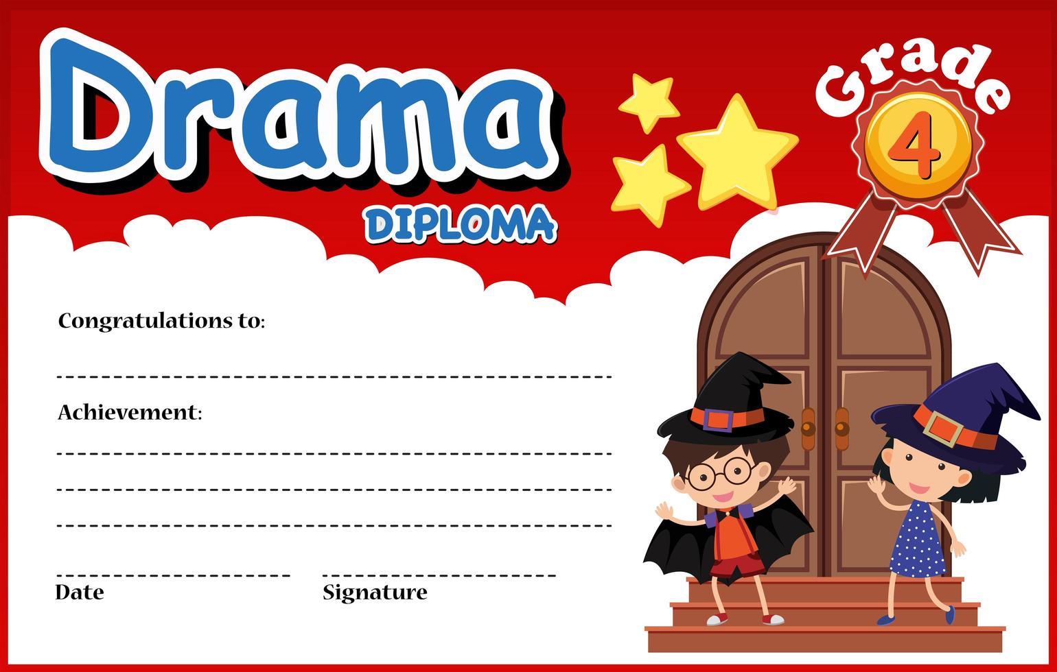 Drama diploma certificaatsjabloon vector