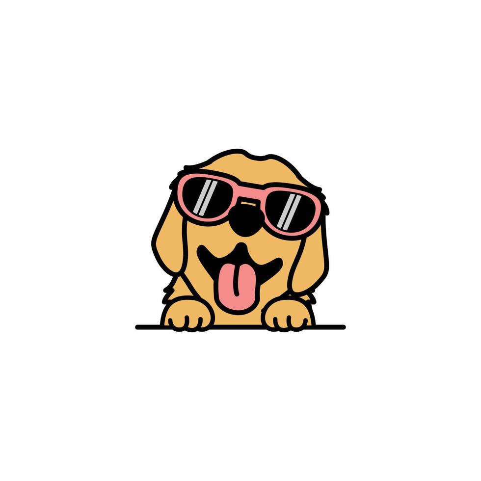 schattige golden retriever pup met zonnebril cartoon, vectorillustratie vector