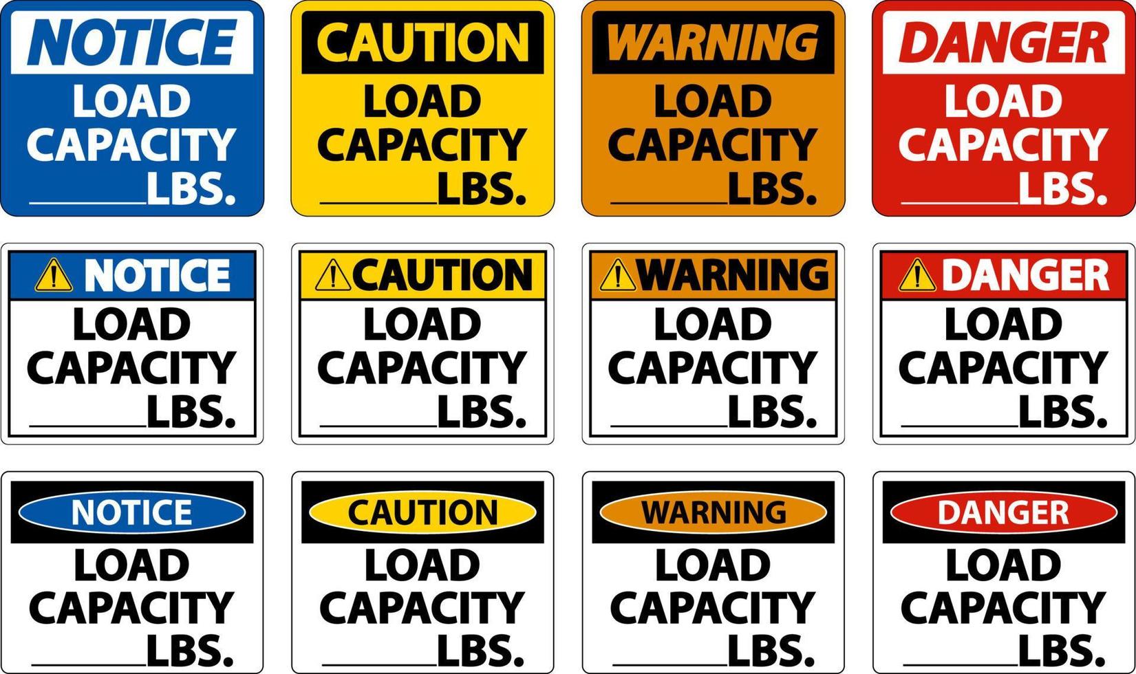 voorzichtigheid laadvermogen label teken op witte achtergrond vector