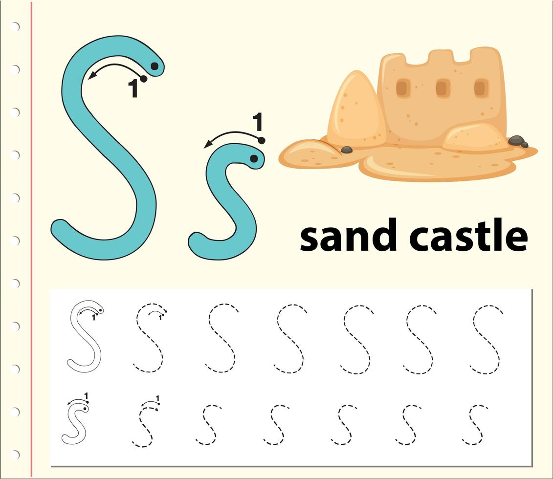Schrijf het zandkasteel van de brief vector