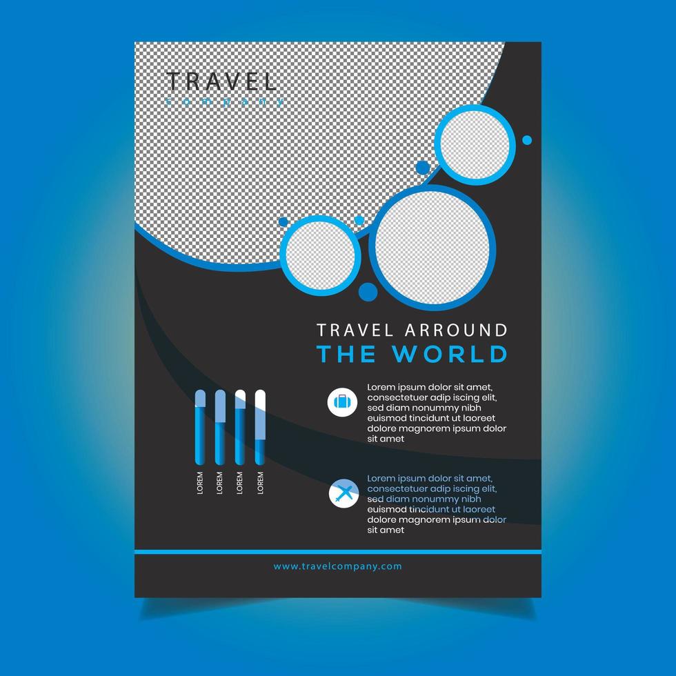 Travel Flyer-sjabloon met cirkelbeelduitsparingen vector