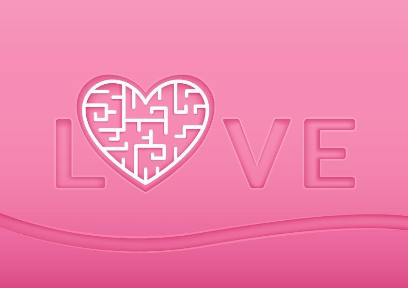 Heart Maze and Love-tekst voor Valentijnsdag vector