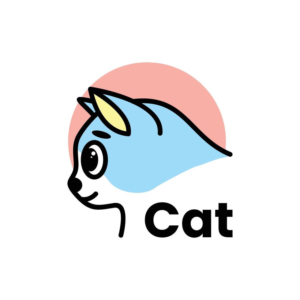 schattige kat hoofd logo zijaanzicht premium vector