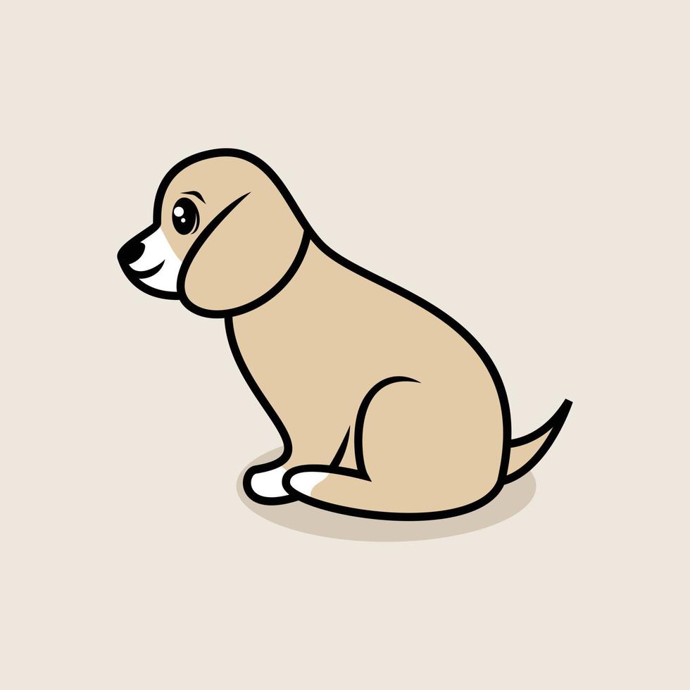 eenvoudige minimalistische schattige hond cartoon illustratie tekening premium vector