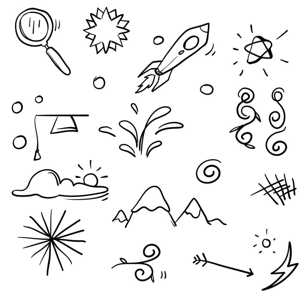 handgetekende grafitti, bloeien, nadruk, swishes, swoops doodle element voor uw ontwerp vector