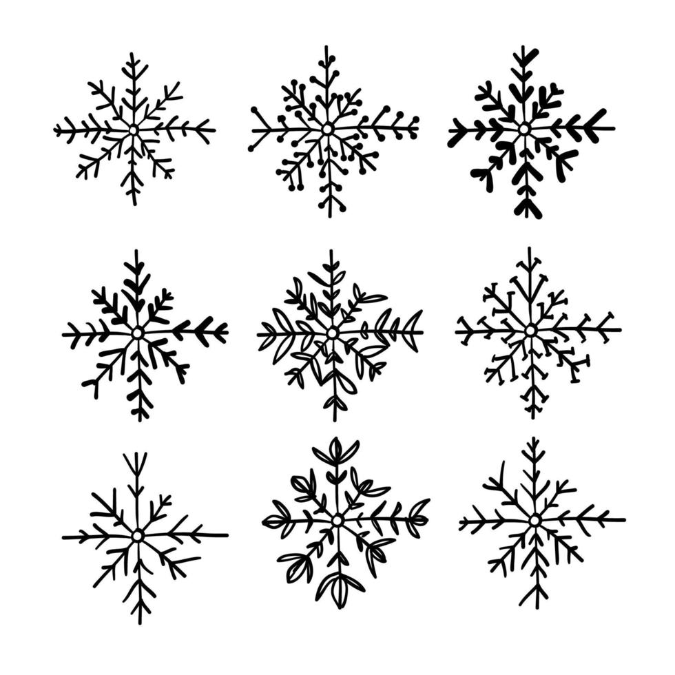 doodle sneeuwvlokken illustratie vector handgetekende stijl