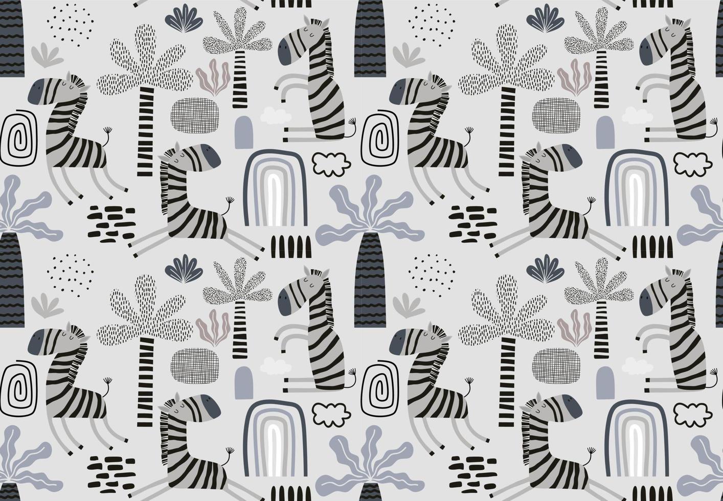 kinderachtig naadloos patroon met schattige zebra's vector