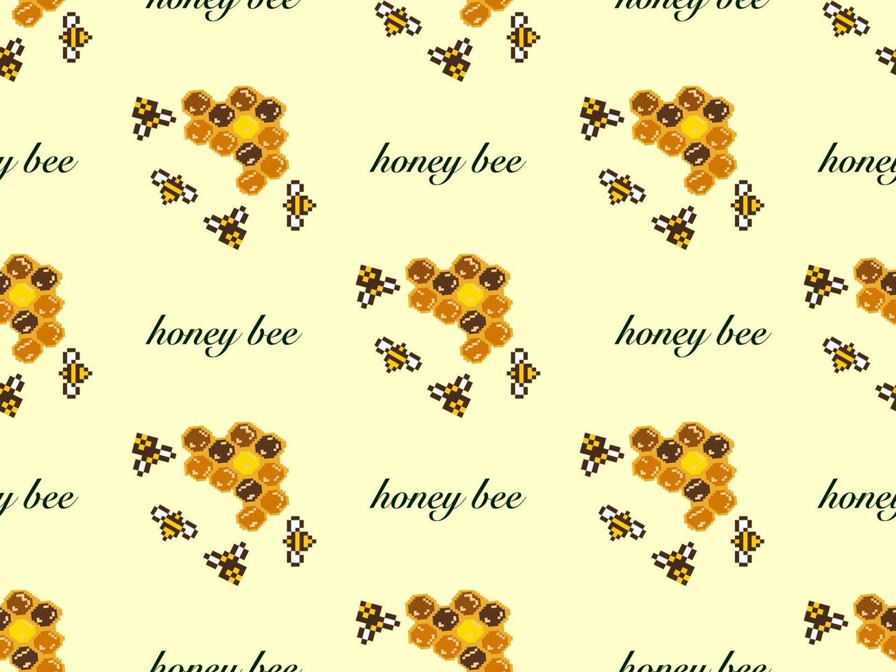 honingbij cartoon karakter naadloos patroon op gele background.pixel stijl vector