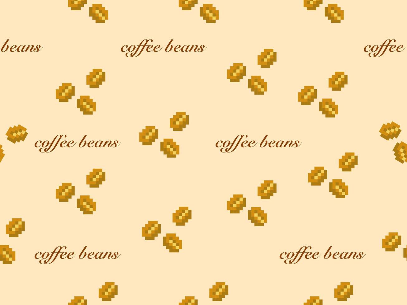 koffie cartoon karakter naadloos patroon op gele background.pixel stijl vector
