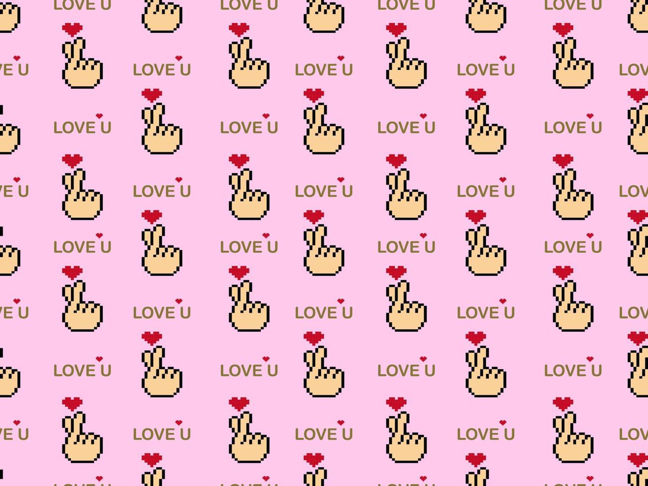 liefde cartoon karakter naadloos patroon op roze background.pixel stijl vector
