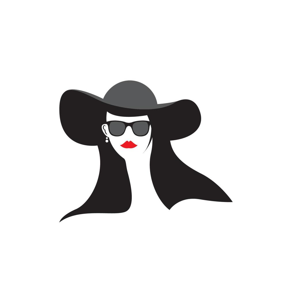 meisje illustratie ontwerp dragen van een hoed haar mooi logo vector pictogram symbol