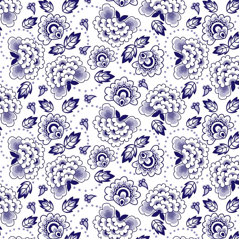 Chinees indigo bloemen naadloos patroon vector