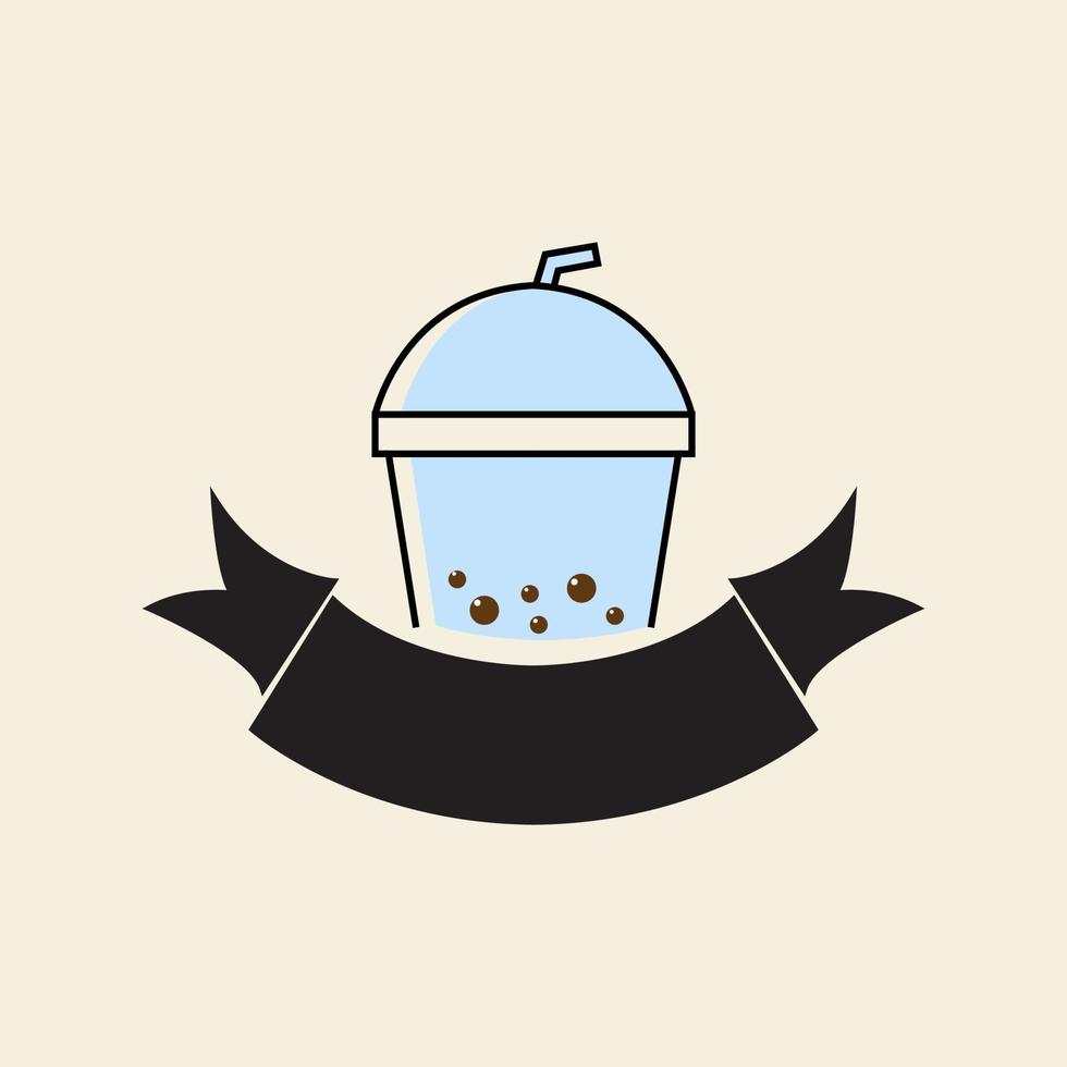 drinken bubble thee beker vintage logo vector symbool pictogram illustratie ontwerp minimalistisch