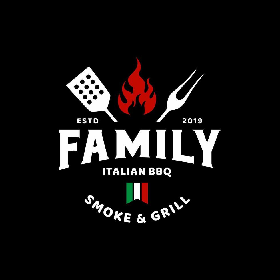vintage grill barbecue logo ontwerp vector