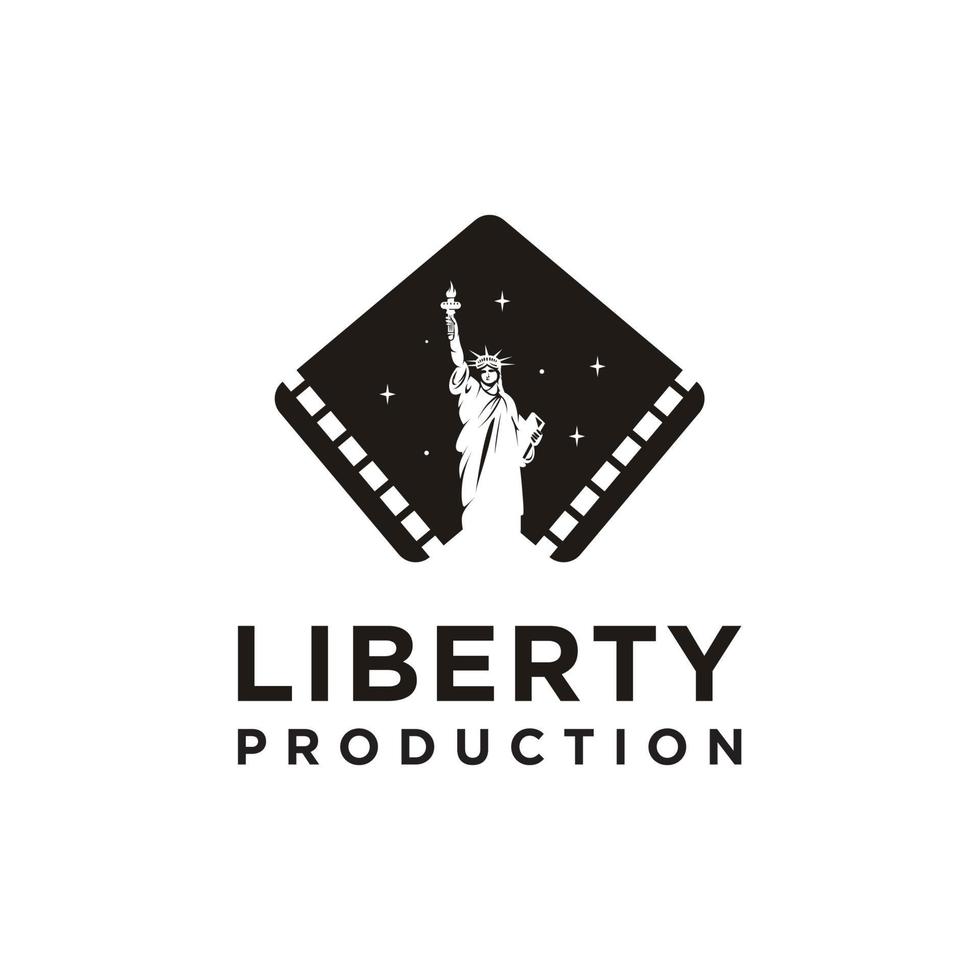 vrouw standbeeld en film strepen voor film productie logo vector illustratie