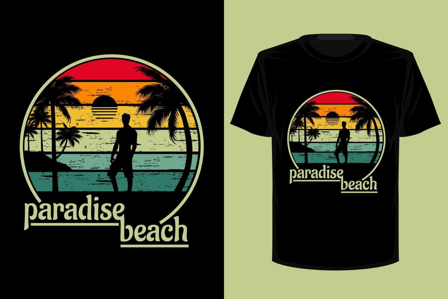 paradijs strand retro vintage t-shirtontwerp vector