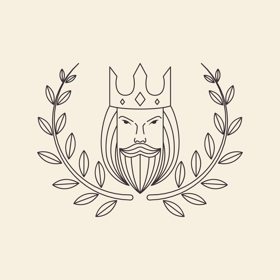 gezicht oude man koning met blad logo ontwerp, vector grafisch symbool pictogram illustratie creatief idee