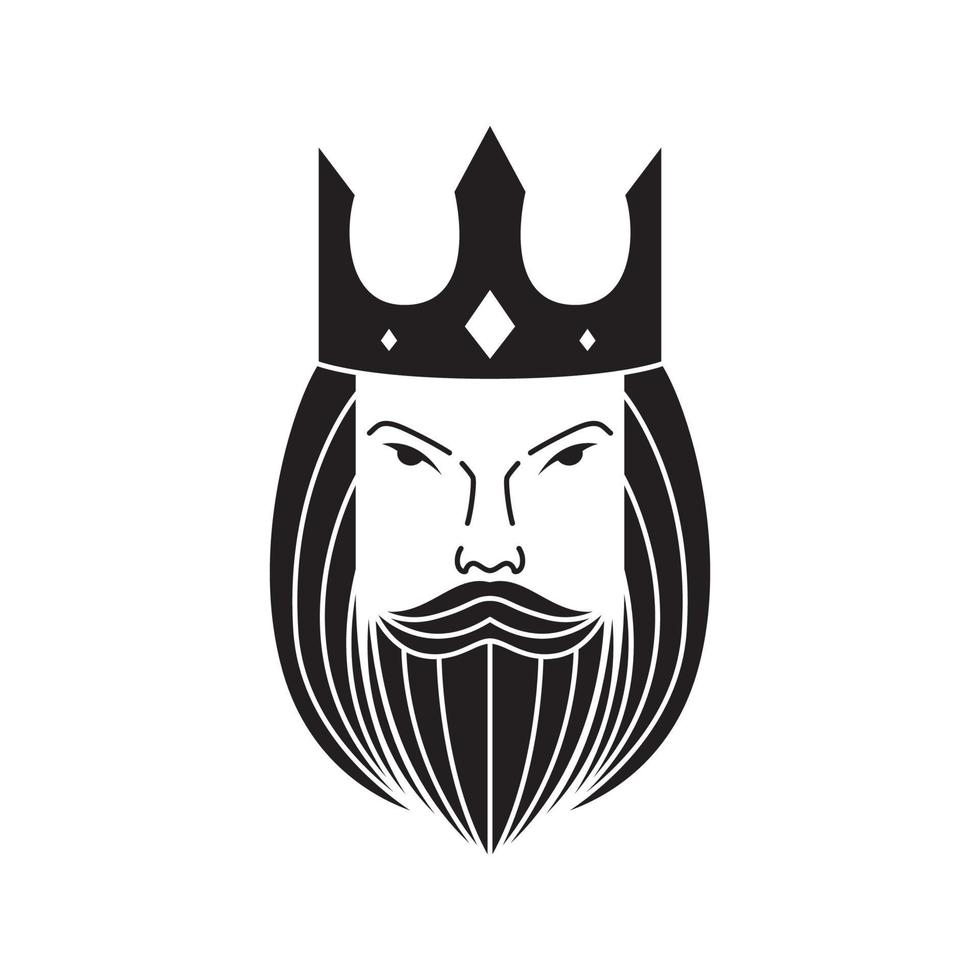 gezicht oude man koning lange baard logo ontwerp, vector grafisch symbool pictogram illustratie creatief idee