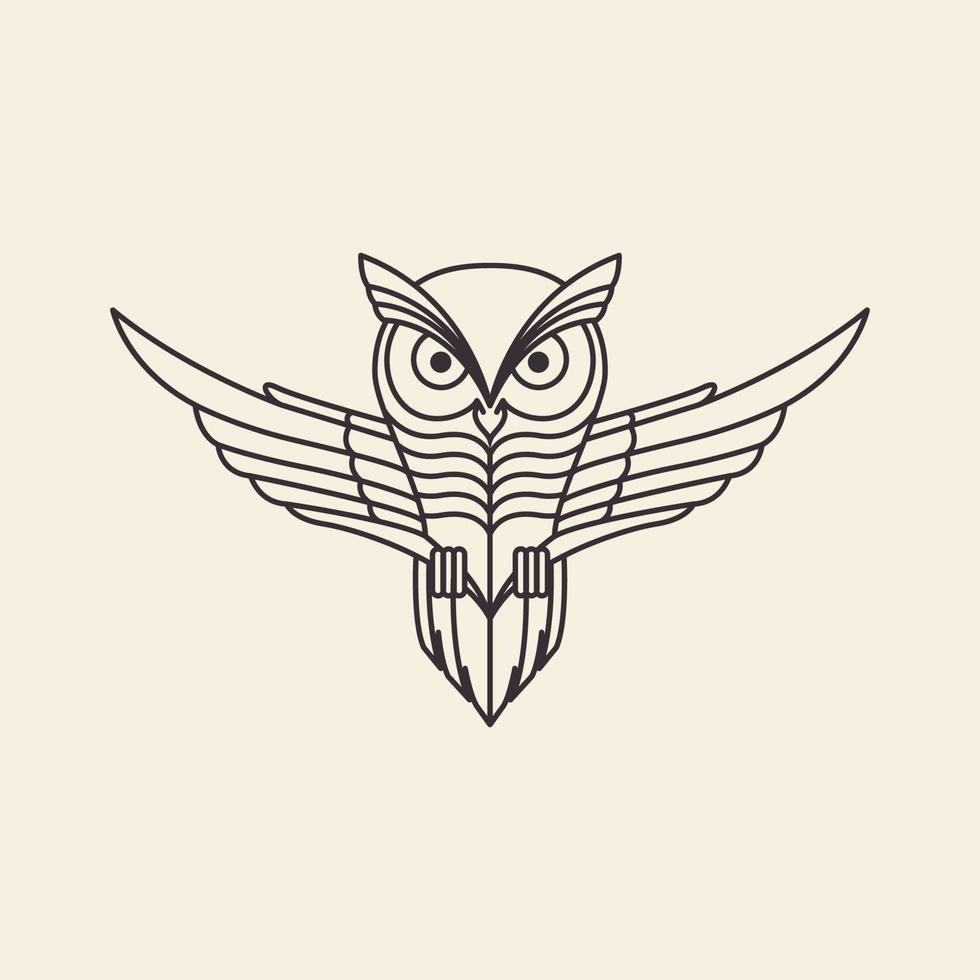 lijn uil geometrisch vlieg logo ontwerp, vector grafisch symbool pictogram illustratie creatief idee