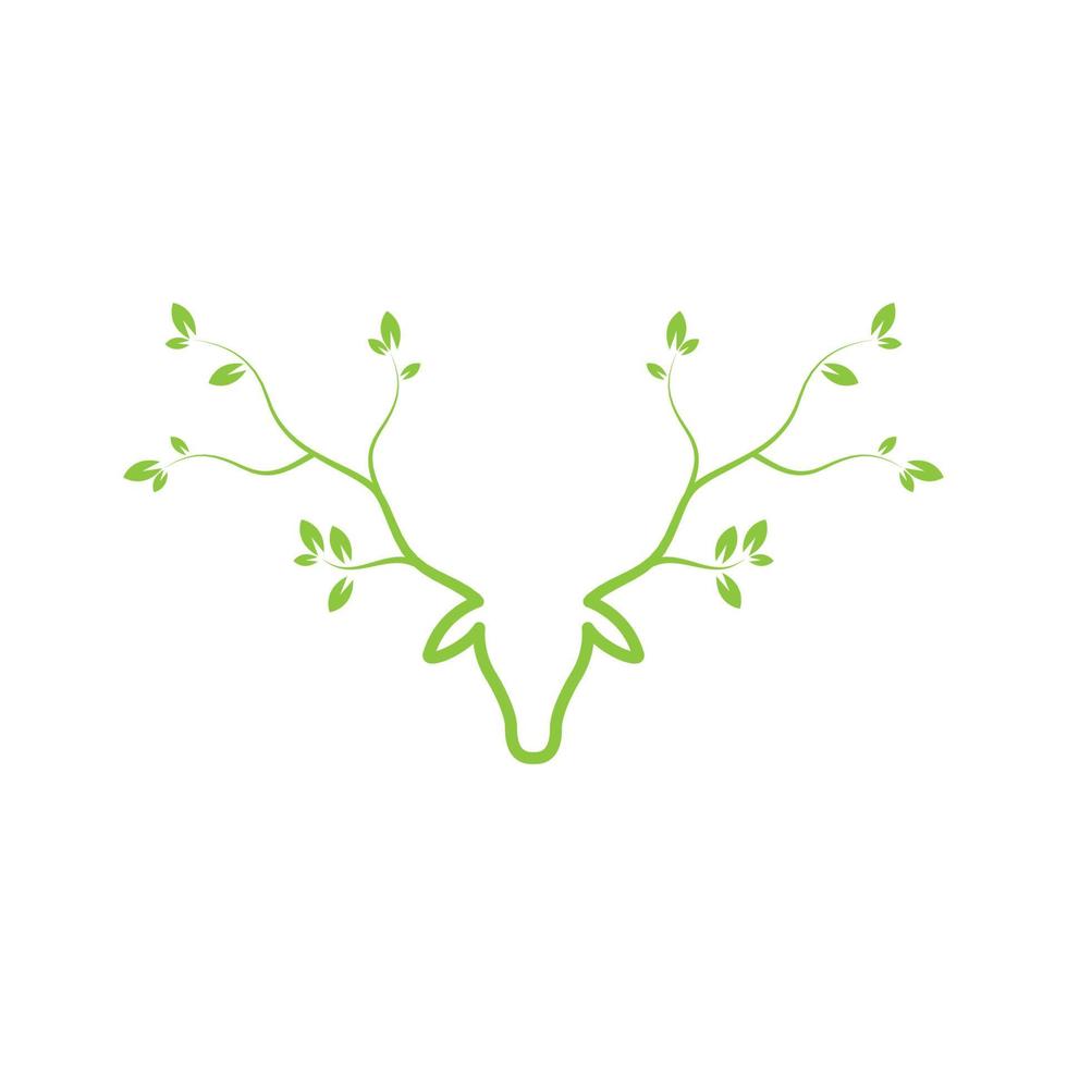 groen blad met hoofd herten logo ontwerp, vector grafische symbool pictogram illustratie creatief idee