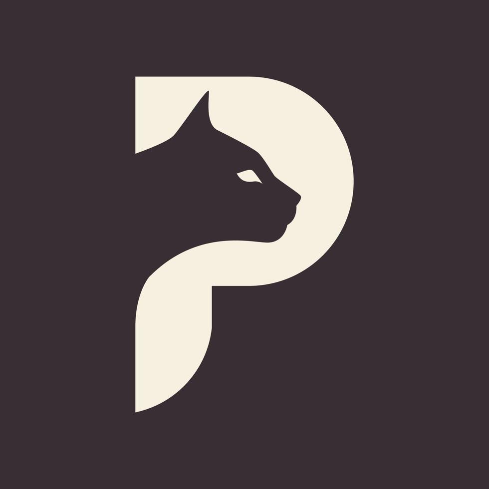 letter p voor panter vintage logo-ontwerp, vector grafisch symbool pictogram illustratie creatief idee