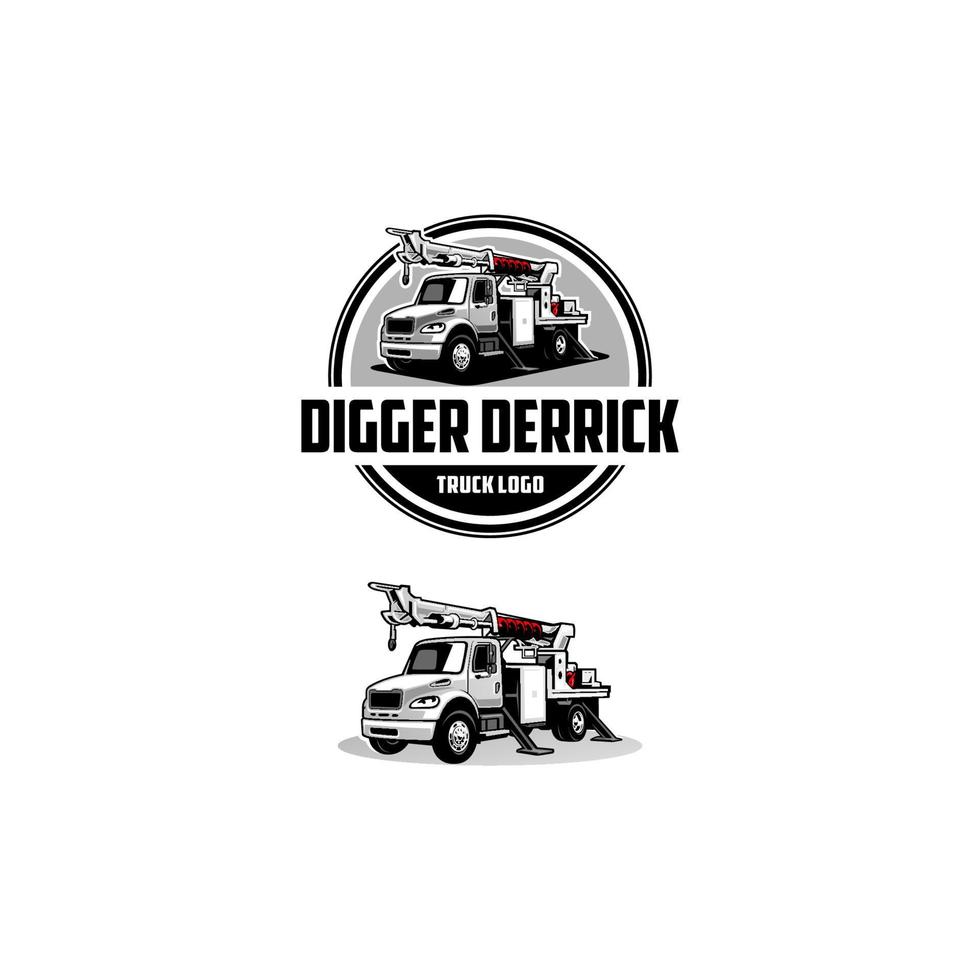 graafmachine boortoren vrachtwagen logo vector