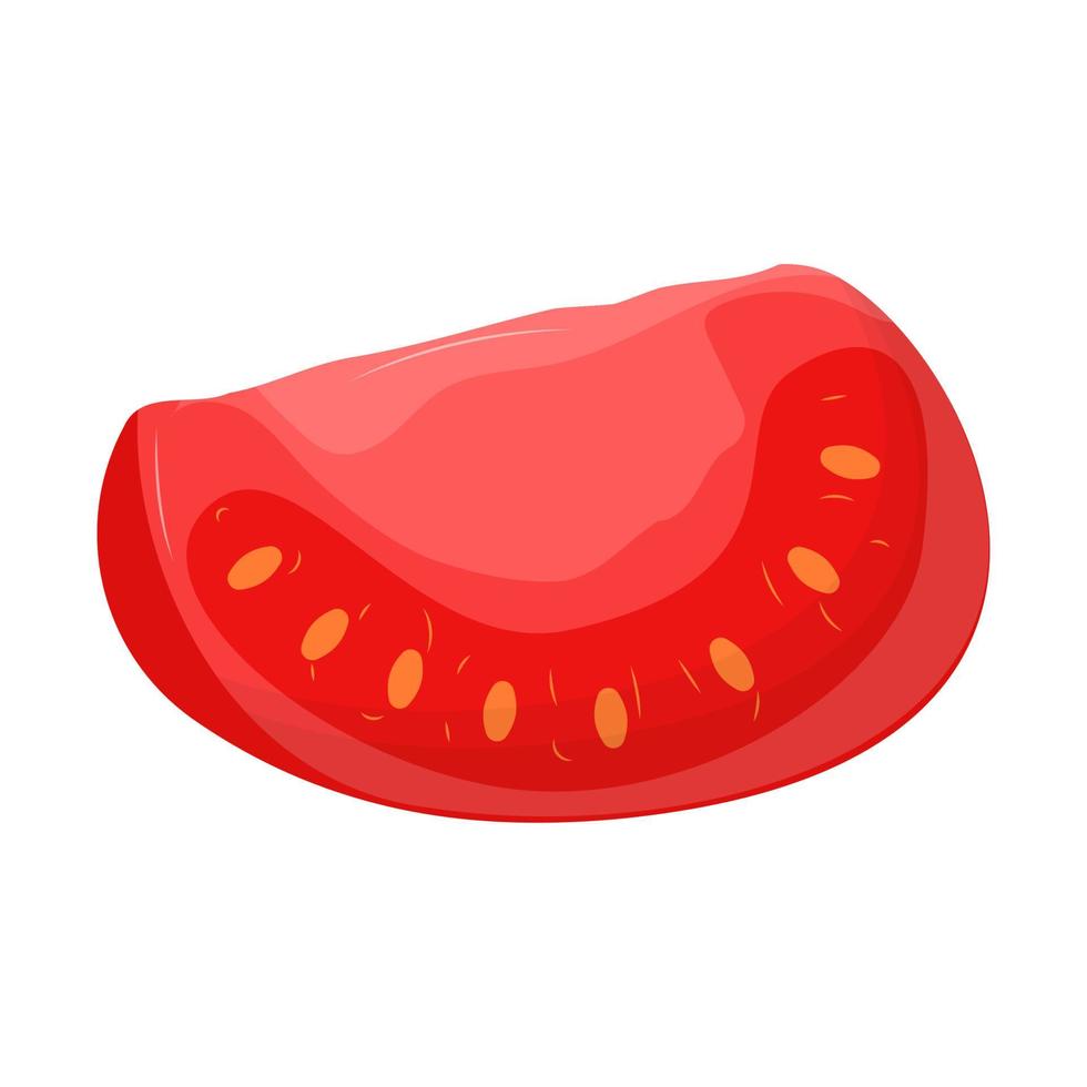 een stuk tomaat geïsoleerd op een witte achtergrond. platte vectorillustratie. vector