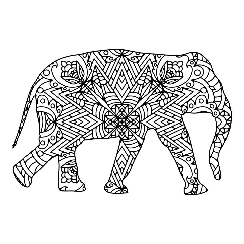 mandala olifant kleurplaat vector