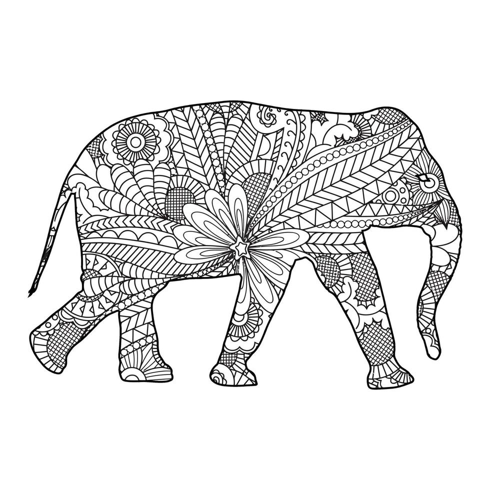 mandala olifant kleurplaat vector