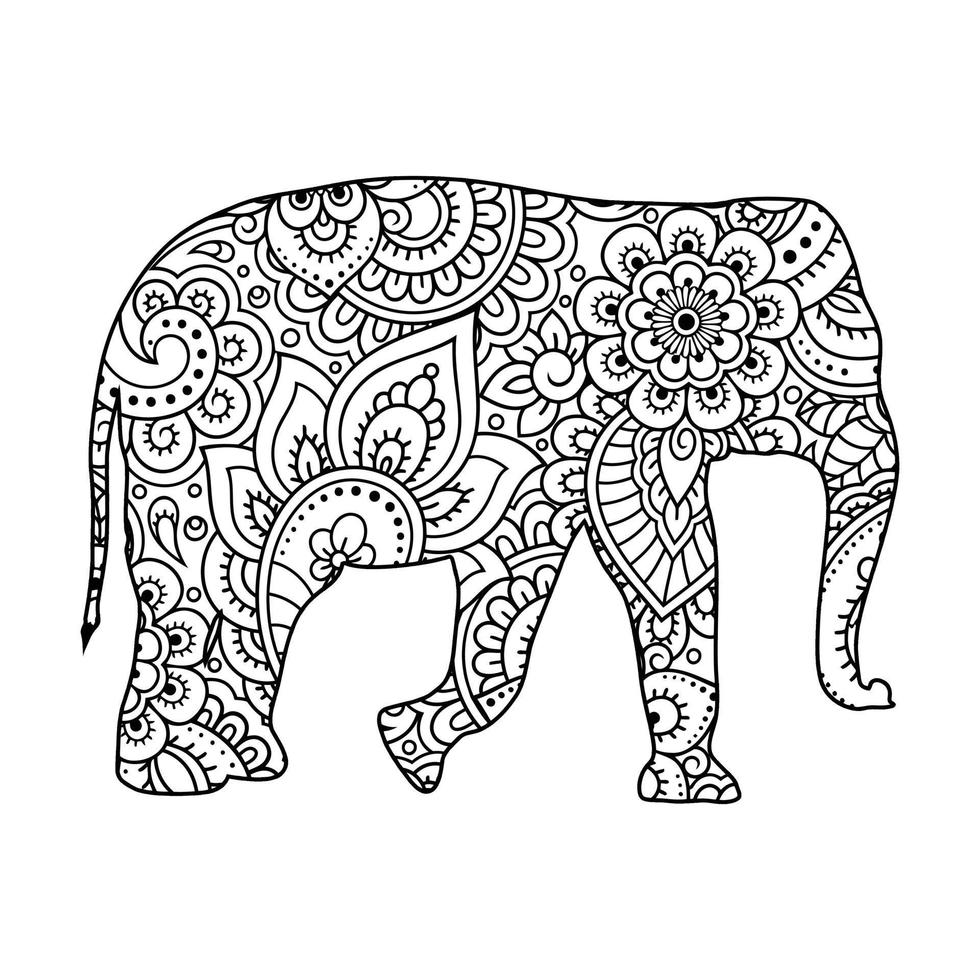 mandala olifant kleurplaat vector